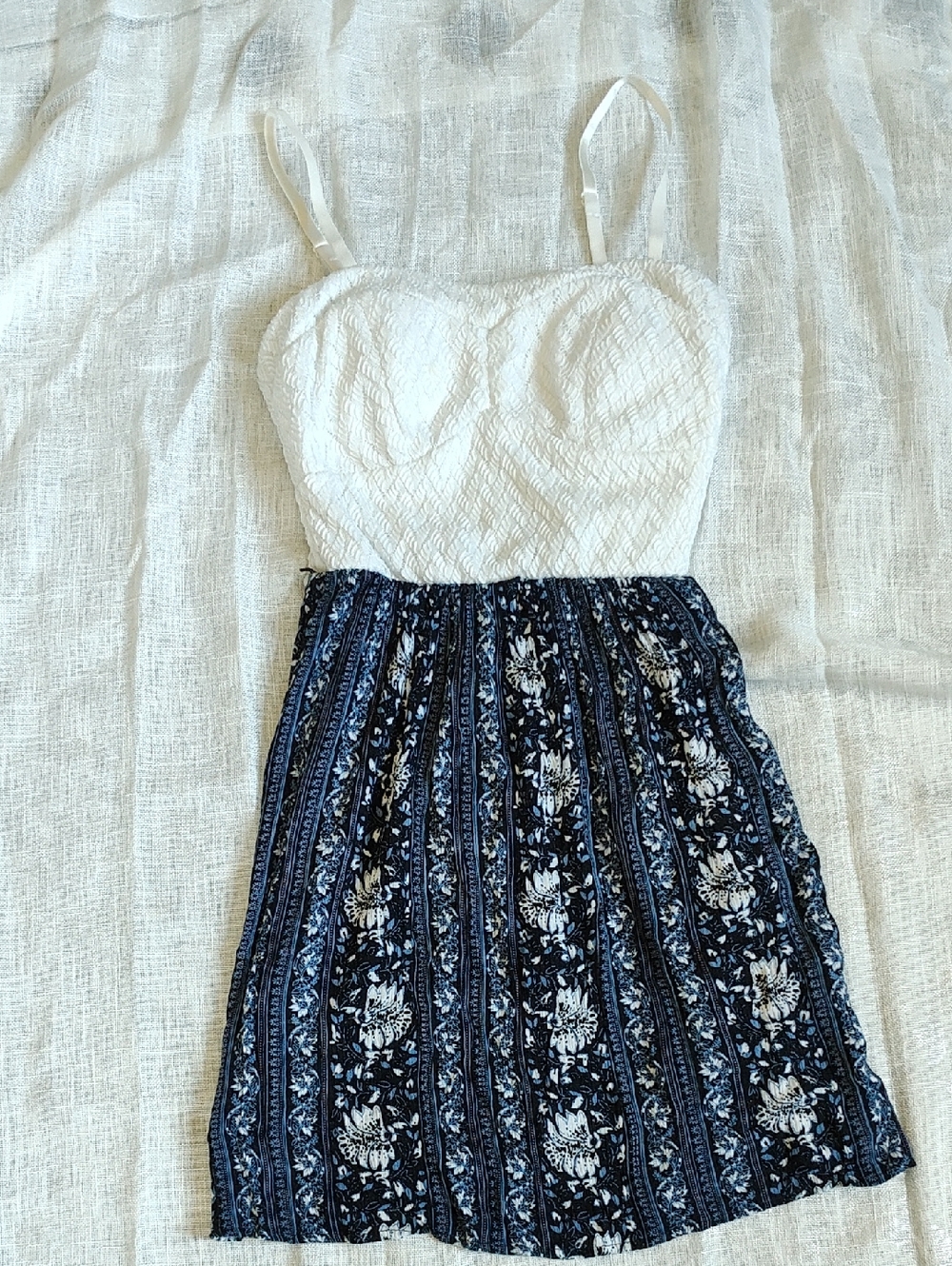 Lily Rose White & Navy Floral Sundress
